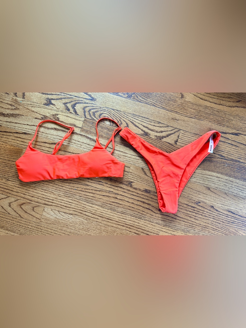 Women's Red Bikini Set - Minimal Triangle Top & Cheeky Bottom NWOT SHEIN